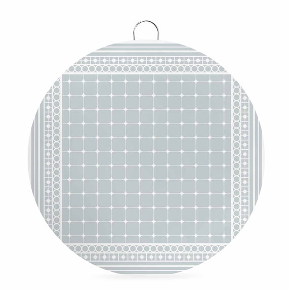 Welcome Sign for Front Door, Grey White Border Grids Round Metal Wall Art Wreaths, Geometric Frames Lines Outdoor Indoor Wall Hanging Sign for Porch Decor Housewarming Gifts 7.9 Inch