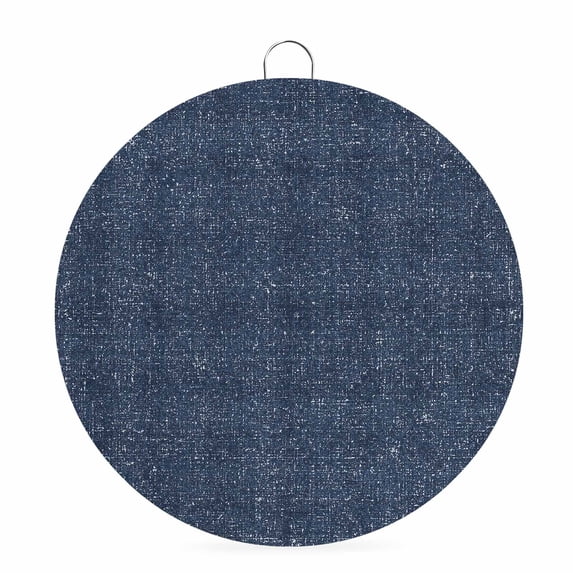Welcome Sign for Front Door, Indigo Blue Round Metal Wall Art Wreaths, Farmhouse Vintage Blue Solid Color Outdoor Indoor Wall Hanging Sign for Porch Decor Housewarming Gifts 5.9 Inch