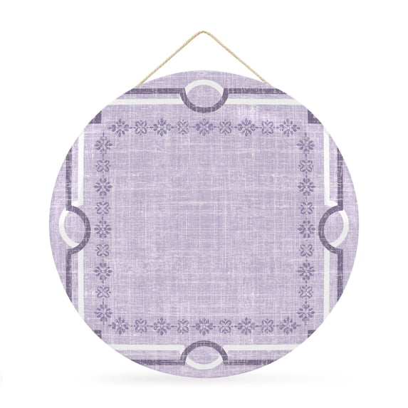 Welcome Sign for Front Door, Lavender Purple Botanical Round Metal Wall Art Wreaths, Vintage Florals Geometric Minimalist Outdoor Indoor Wall Hanging Sign for Porch Decor Housewarming Gifts 11.8 Inch