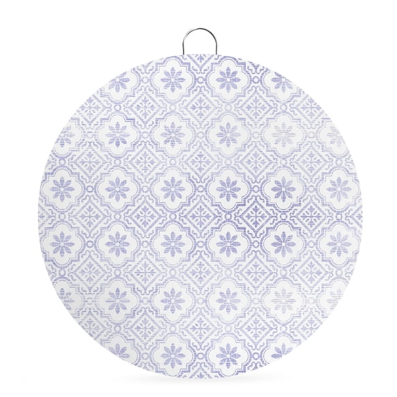 Welcome Sign for Front Door, Lavender Purple Petals Round Metal Wall Art Wreaths, Abstract Floral Grids Mediterranean Outdoor Indoor Wall Hanging Sign for Porch Decor Housewarming Gifts 7.9 Inch