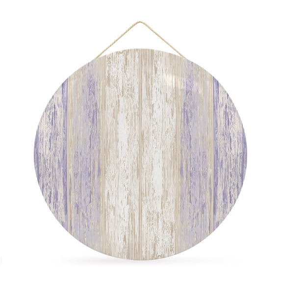 Welcome Sign for Front Door, Lavender Purple Wooden Round Metal Wall Art Wreaths, Farmhouse Brown Vintage Distressed Outdoor Indoor Wall Hanging Sign for Porch Decor Housewarming Gifts 11.8 Inch