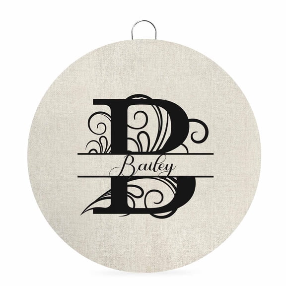 Welcome Sign for Front Door, Letter B 6 Inch Round Metal Sign for Home Decoration, Monogram Words Decorative Wall Signs for Holiday Party Supplies Decor