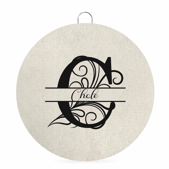 Welcome Sign for Front Door, Letter C 8 Inch Round Metal Sign for Home Decoration, Monogram Words Decorative Wall Signs for Holiday Party Supplies Decor