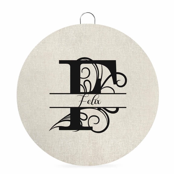 Welcome Sign for Front Door, Letter F 6 Inch Round Metal Sign for Home Decoration, Monogram Words Decorative Wall Signs for Holiday Party Supplies Decor
