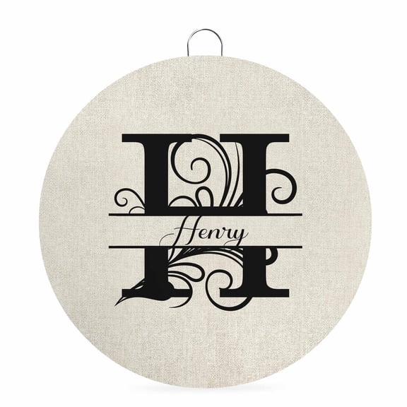 Welcome Sign for Front Door, Letter H 6 Inch Round Metal Sign for Home Decoration, Monogram Words Decorative Wall Signs for Holiday Party Supplies Decor