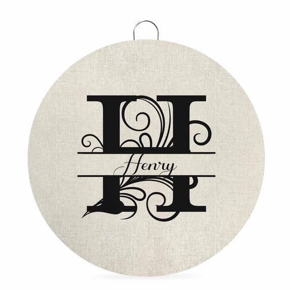 Welcome Sign for Front Door, Letter H 6 Inch Round Metal Sign for Home Decoration, Monogram Words Decorative Wall Signs for Holiday Party Supplies Decor