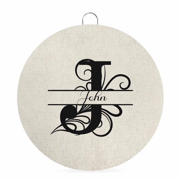 Welcome Sign for Front Door, Letter J 8 Inch Round Metal Sign for Home Decoration, Monogram Words Decorative Wall Signs for Holiday Party Supplies Decor