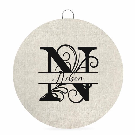 Welcome Sign for Front Door, Letter N 6 Inch Round Metal Sign for Home Decoration, Monogram Words Decorative Wall Signs for Holiday Party Supplies Decor