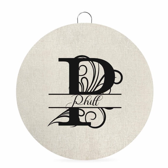 Welcome Sign for Front Door, Letter P 8 Inch Round Metal Sign for Home Decoration, Monogram Words Decorative Wall Signs for Holiday Party Supplies Decor