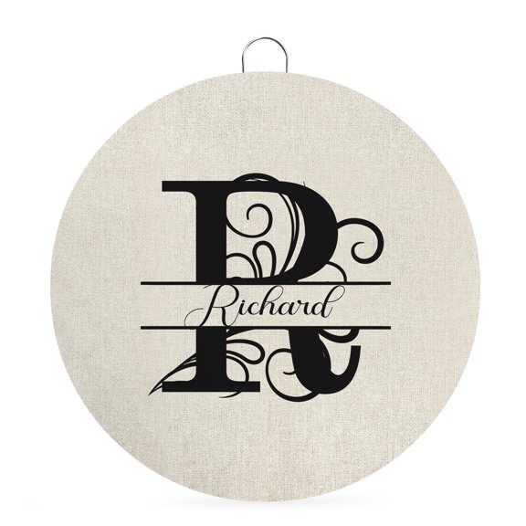 Welcome Sign for Front Door, Letter R Round Metal Welcome Front Porch Decoration, Monogram Words Entryway Wall Hanging Sign for Living Room Kitchen Hallway Housewarming Gift 6''