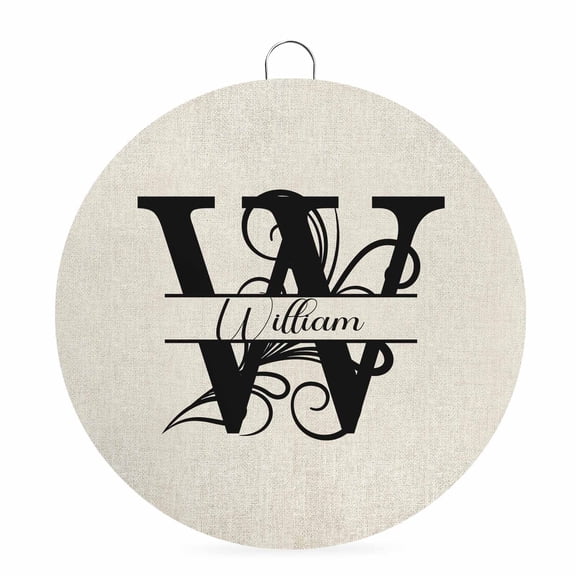 Welcome Sign for Front Door, Letter W 8 Inch Round Metal Sign for Home Decoration, Monogram Words Decorative Wall Signs for Holiday Party Supplies Decor