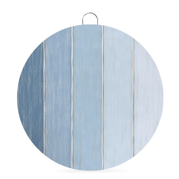 Welcome Sign for Front Door, Light Blue Ombre Wood Round Metal Wall Art Wreaths, Farmhouse Vintage Gradient Wooden Outdoor Indoor Wall Hanging Sign for Porch Decor Housewarming Gifts 5.9 Inch