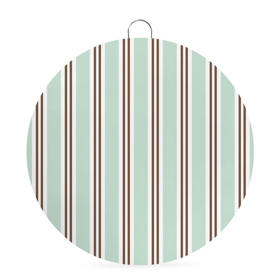 Welcome Sign for Front Door, Light Green Brown Striped Round Metal Wall Art Wreaths, Modern Farmhouse Vertical Stripes Outdoor Indoor Wall Hanging Sign for Porch Decor Housewarming Gifts 7.9 Inch