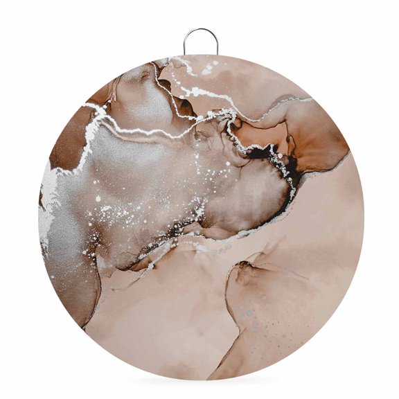 Welcome Sign for Front Door,Marble Brown Round Metal Welcome Front Porch Decoration,Modern Abstract Ink Painting Luxury Wall Hanging Sign for Living Room Kitchen Hallway Housewarming Gift 6''