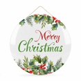 thumbnail image 1 of Welcome Sign for Front Door, Merry Christmas Round Metal Wall Art Wreaths, Xmas Green Leaves Berries Pine Needles Holiday Outdoor Indoor Wall Hanging Sign for Porch Decor Housewarming Gifts 11.8 Inch, 1 of 8