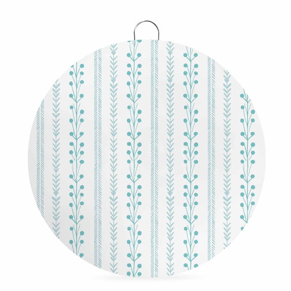 Welcome Sign for Front Door, Mint Green Striped Round Metal Wall Art Wreaths, Spring Flowers Plants Lines Pattern Outdoor Indoor Wall Hanging Sign for Porch Decor Housewarming Gifts 7.9 Inch