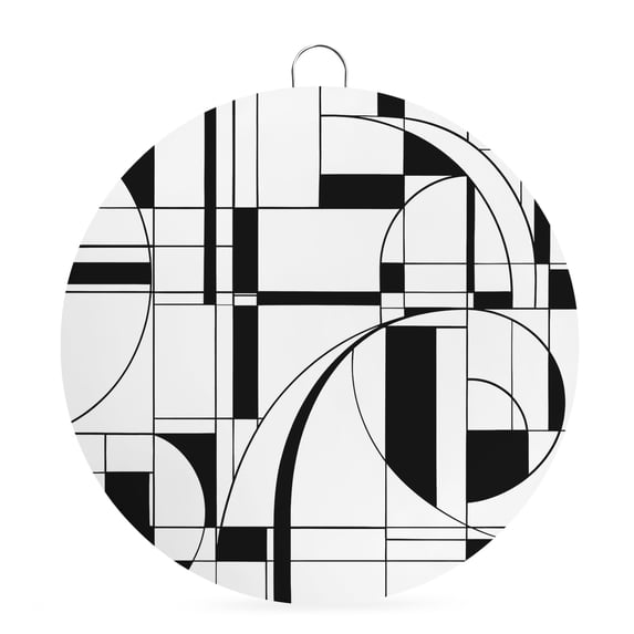 Welcome Sign for Front Door, Modern Abstract Art Round Metal Wall Art Wreaths, Bohemia Minimalist Geometric Black Outdoor Indoor Wall Hanging Sign for Porch Decor Housewarming Gifts 5.9 Inch