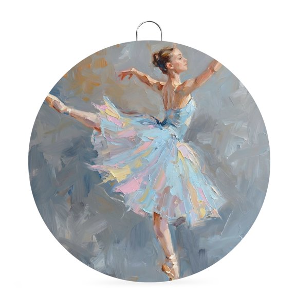 Welcome Sign for Front Door,Modern Art Dancing Round Metal Welcome Front Porch Decoration,Pink Blue Art Elegant Classic Wall Hanging Sign for Living Room Kitchen Hallway Housewarming Gift 6''