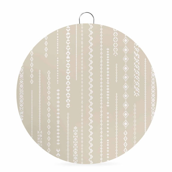 Welcome Sign for Front Door, Modern Geometric Round Metal Wall Art Wreaths, Simple Vertical Stripes Beige Outdoor Indoor Wall Hanging Sign for Porch Decor Housewarming Gifts 7.9 Inch