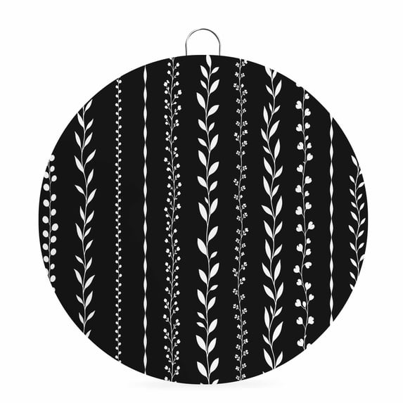 Welcome Sign for Front Door, Modern Minimalist Round Metal Wall Art Wreaths, Country Leaf Stripes Lines Black Outdoor Indoor Wall Hanging Sign for Porch Decor Housewarming Gifts 7.9 Inch