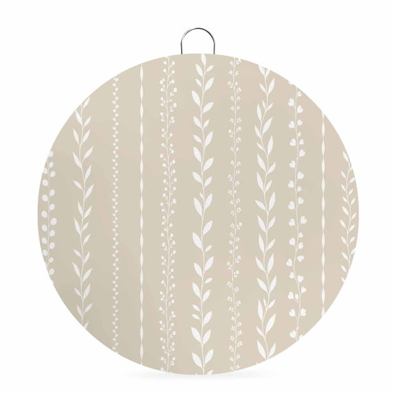 Welcome Sign for Front Door, Modern Minimalist Round Metal Wall Art Wreaths, Country Leaves Stripes Pattern Beige Outdoor Indoor Wall Hanging Sign for Porch Decor Housewarming Gifts 5.9 Inch