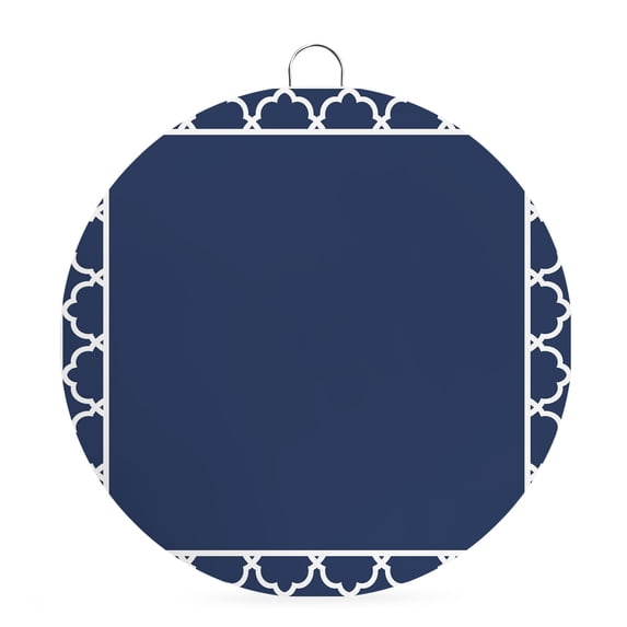 Welcome Sign for Front Door, Navy Blue Morocco Round Metal Wall Art Wreaths, Modern Tile Geometric Middle Century Outdoor Indoor Wall Hanging Sign for Porch Decor Housewarming Gifts 5.9 Inch