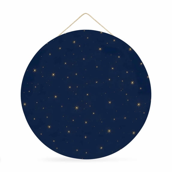 Welcome Sign for Front Door, Navy Blue Stars Modern Round Metal Wall Art Wreaths, Farmhouse Aesthetics Modern Art Outdoor Indoor Wall Hanging Sign for Porch Decor Housewarming Gifts 11.8 Inch