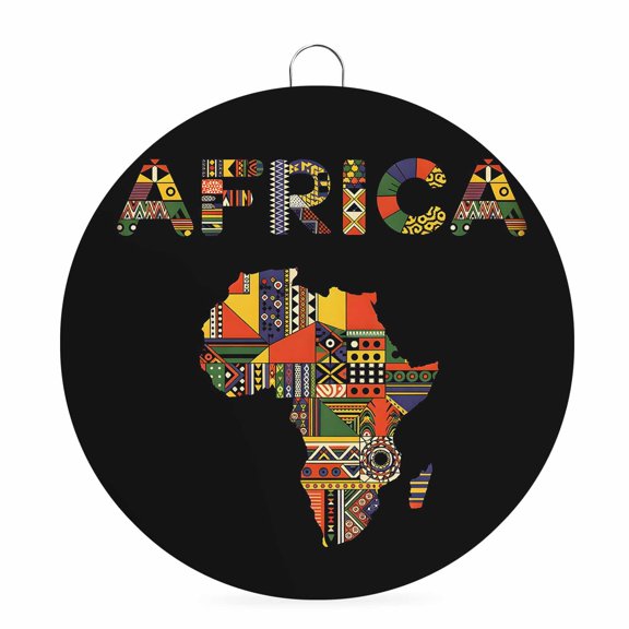 Welcome Sign for Front Door, North America 6 Inch Round Metal Sign for Home Decoration, Colorful Maps Boho Ethnic Patterned Art Decorative Wall Signs for Holiday Party Supplies Decor