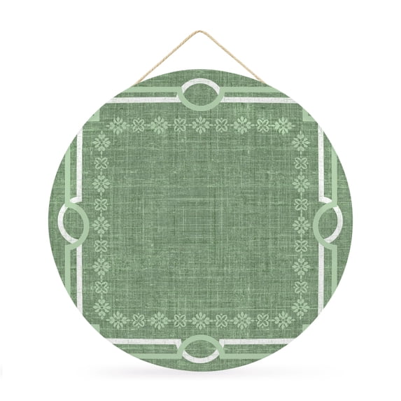Welcome Sign for Front Door, Olive Green Botanical Round Metal Wall Art Wreaths, Vintage Florals Geometric Minimalist Outdoor Indoor Wall Hanging Sign for Porch Decor Housewarming Gifts 11.8 Inch