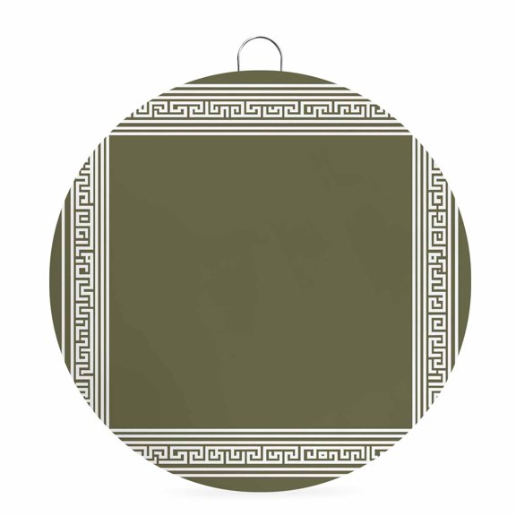 Welcome Sign for Front Door,Olive Green Greek Key Round Metal Welcome Front Porch Decor,Geometric Greece Ancient Farmhouse Geo Wall Hanging Sign for Living Room Kitchen Hallway Housewarming Gift 6''