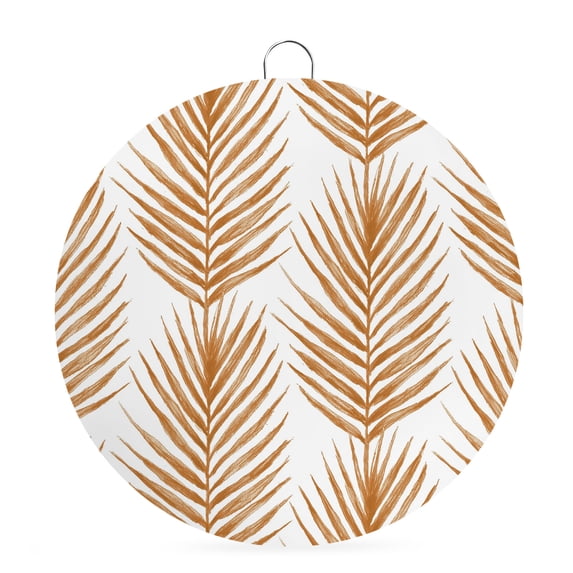 Welcome Sign for Front Door, Orange Palm Leaves Round Metal Wall Art Wreaths, Summer Jungle Tropical Tree Coastal Plants Outdoor Indoor Wall Hanging Sign for Porch Decor Housewarming Gifts 5.9 Inch