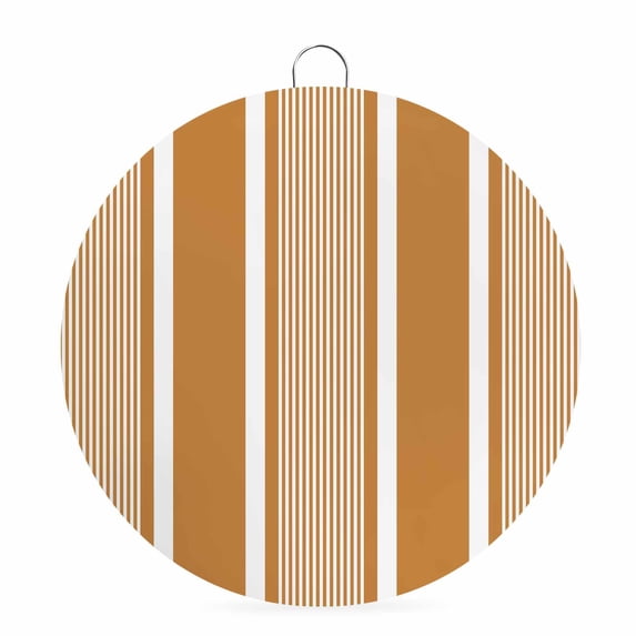 Welcome Sign for Front Door, Orange Stripe Round Metal Wall Art Wreaths, Boho Striped Modern Minimalist Geometric Lines Outdoor Indoor Wall Hanging Sign for Porch Decor Housewarming Gifts 7.9 Inch