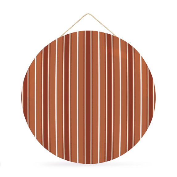 Welcome Sign for Front Door, Orange Stripe Round Metal Wall Art Wreaths, Modern Minimalist Geometric Striped Outdoor Indoor Wall Hanging Sign for Porch Decor Housewarming Gifts 11.8 Inch