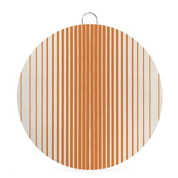 Welcome Sign for Front Door, Orange Striped Round Metal Wall Art Wreaths, Farmhouse Beige Stripes Vintage Rustic Outdoor Indoor Wall Hanging Sign for Porch Decor Housewarming Gifts 5.9 Inch