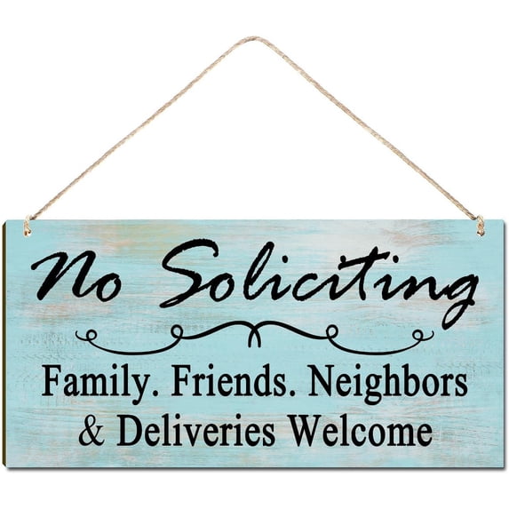 Welcome Sign for Front Door Outside Funny Wooden Door Sign For Front Porch Decor No Soliciting Family Friends Neighbors & Deliveries Welcome House Warming Gift Funny Wall Pediments Decor(12 x 6) Inch