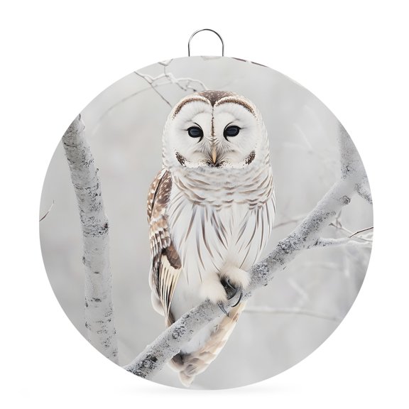 Welcome Sign for Front Door,Owl On Branch Round Metal Welcome Front Porch Decoration,Framhouse Winter Landscape Tree Birds Wall Hanging Sign for Living Room Kitchen Hallway Housewarming Gift 6''