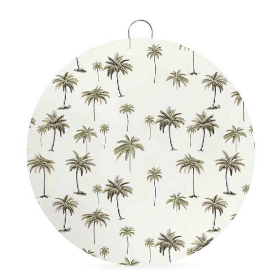 Welcome Sign for Front Door,Palm Trees Round Metal Welcome Front Porch Decoration,Green Botanical Summer Tropical Plants Wall Hanging Sign for Living Room Kitchen Hallway Housewarming Gift 8''