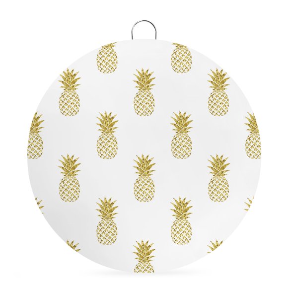 Welcome Sign for Front Door,Pineapple Round Metal Welcome Front Porch Decoration,Modern Abstract Yellow Fruits Textured Wall Hanging Sign for Living Room Kitchen Hallway Housewarming Gift 8''