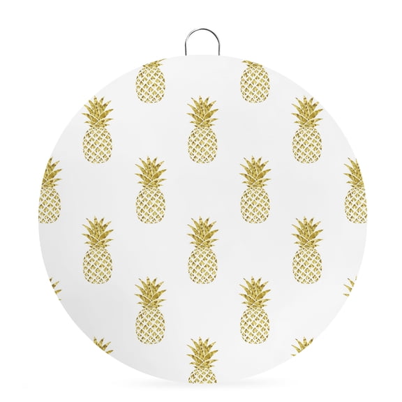 Welcome Sign for Front Door,Pineapple Round Metal Welcome Front Porch Decoration,Modern Abstract Yellow Fruits Textured Wall Hanging Sign for Living Room Kitchen Hallway Housewarming Gift 6''