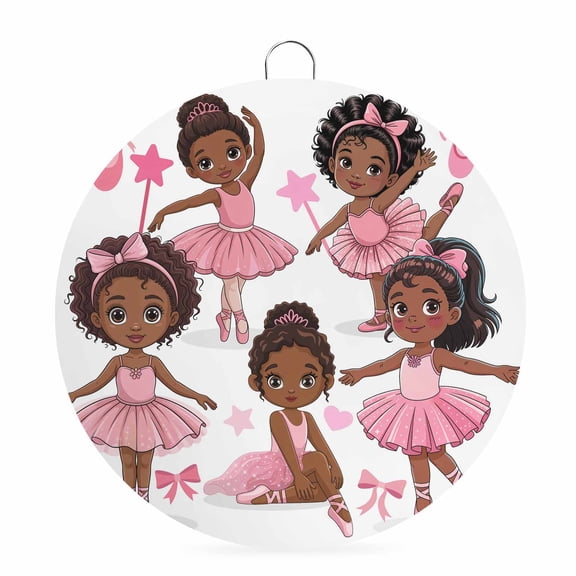 Welcome Sign for Front Door,Pink Ballet Dancer Round Metal Welcome Front Porch Decoration,Cute Cartoon Girls Bow-knot Love Star Wall Hanging Sign for Living Room Kitchen Hallway Housewarming Gift 6''