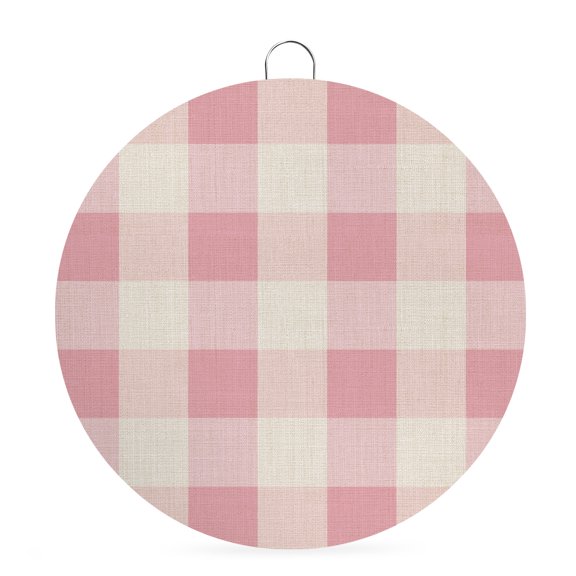 Welcome Sign for Front Door,Pink Farmhouse Round Metal Welcome Front Porch Decoration,Buffalo Plaid Check Lattice Geometric Wall Hanging Sign for Living Room Kitchen Hallway Housewarming Gift 6''