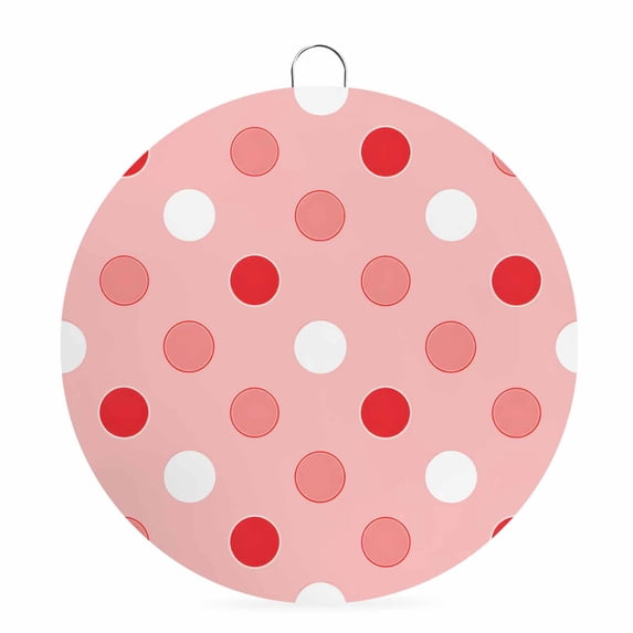 Welcome Sign for Front Door, Pink Polka Dots Round Metal Wall Art Wreaths, Contemporary Simple Circle Dots Red Outdoor Indoor Wall Hanging Sign for Porch Decor Housewarming Gifts 7.9 Inch