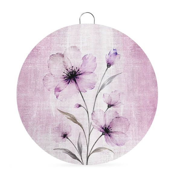 Welcome Sign for Front Door, Pink Spring Floral Round Metal Wall Art Wreaths, Vintage Luxury Botanical Outdoor Indoor Wall Hanging Sign for Porch Decor Housewarming Gifts 7.9 Inch