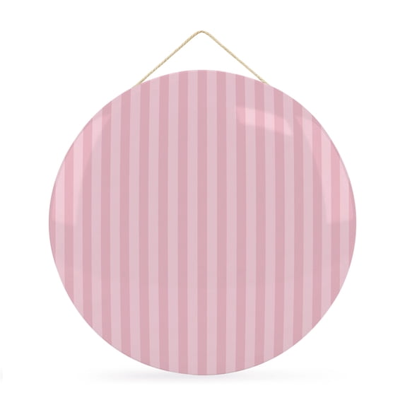 Welcome Sign for Front Door, Pink Stripes Round Metal Wall Art Wreaths, Modern Vertical Lines Geometric Minimalist Outdoor Indoor Wall Hanging Sign for Porch Decor Housewarming Gifts 11.8 Inch