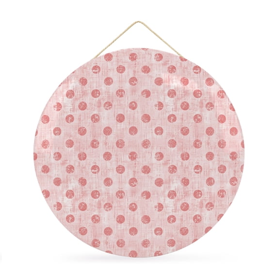Welcome Sign for Front Door, Polka Dot Round Metal Wall Art Wreaths, Pink Modern Geometric Vintage Spots Outdoor Indoor Wall Hanging Sign for Porch Decor Housewarming Gifts 11.8 Inch
