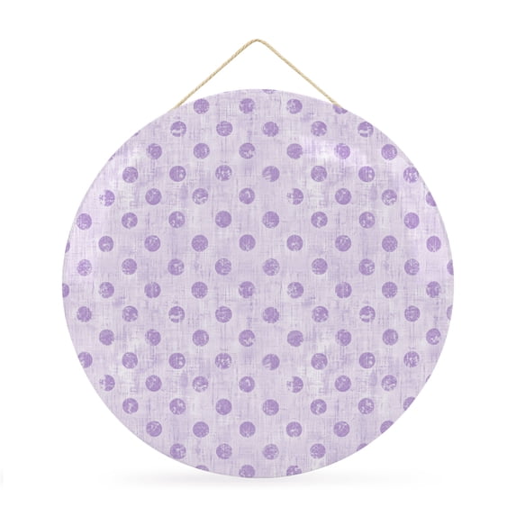 Welcome Sign for Front Door, Polka Dot Round Metal Wall Art Wreaths, Purple Modern Geometric Vintage Spots Outdoor Indoor Wall Hanging Sign for Porch Decor Housewarming Gifts 11.8 Inch