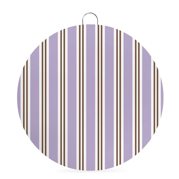 Welcome Sign for Front Door, Purple Brown Striped Round Metal Wall Art Wreaths, Modern Farmhouse Vertical Stripes Outdoor Indoor Wall Hanging Sign for Porch Decor Housewarming Gifts 7.9 Inch