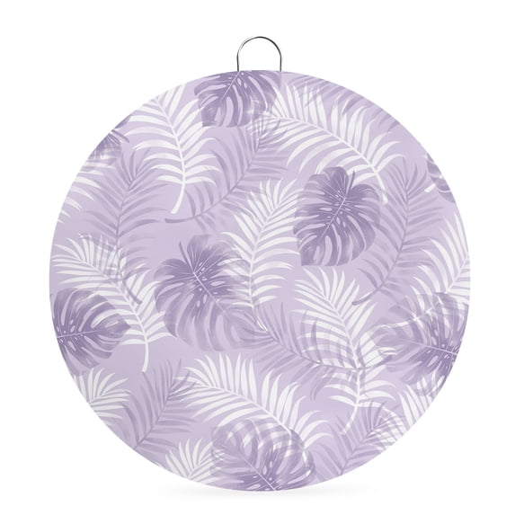 Welcome Sign for Front Door, Purple Palm Trees Tropical Round Metal Wall Art Wreaths, Summer Beach Botanical Outdoor Indoor Wall Hanging Sign for Porch Decor Housewarming Gifts 7.9 Inch