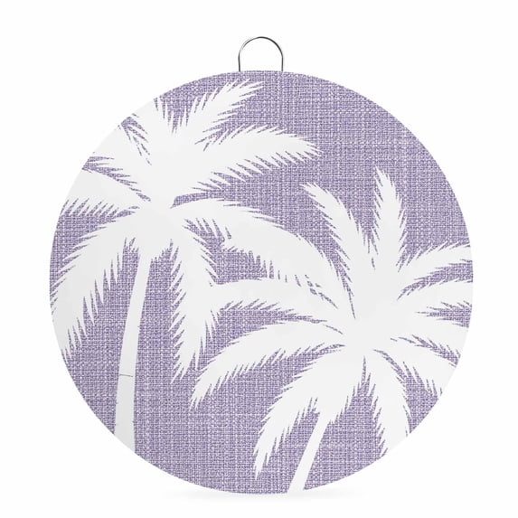 Welcome Sign for Front Door, Purple Tropical Tree Round Metal Wall Art Wreaths, Summer Coastal Palm Trees Outdoor Indoor Wall Hanging Sign for Porch Decor Housewarming Gifts 7.9 Inch