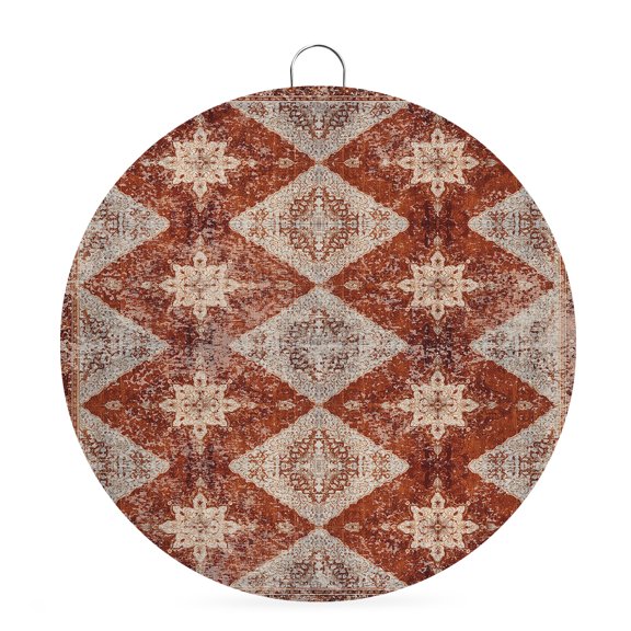 Welcome Sign for Front Door,Retro Brown Round Metal Welcome Front Porch Decoration,Boho Western Modern Geometric Abstract Art Wall Hanging Sign for Living Room Kitchen Hallway Housewarming Gift 6''
